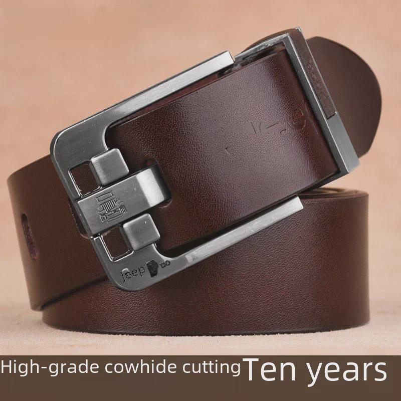 Pinduoduo Heißer Verkauf: Jeepuo Herren Echtleder Dornschließe Rindsleder Casual Koreanischer Stil Jeansgürtel