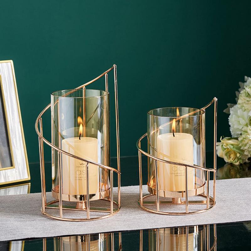Nordic Romantic Wrought Iron Candlestick Holder - Elegant Candlelight Decor for Living Room & Dining Table