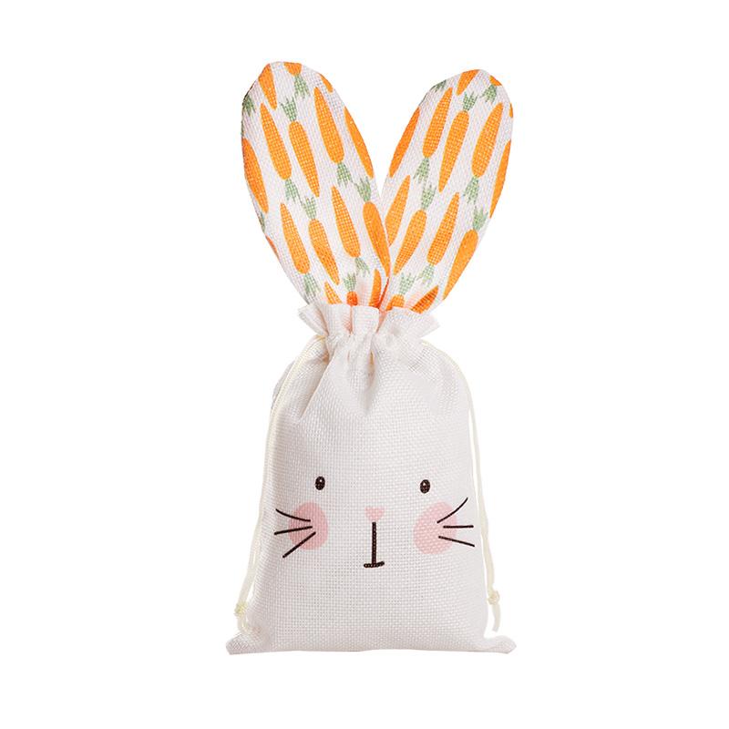 

6/1Pcs Easter Bunny Linen Gift Bags Rabbit Carrot Sweet Candy Snack Bags with Drawstring for Easter Party Decoration Kids Favors Other
