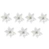 24Pcs Christmas Flower Silver Gold Glitter Artificial Flowers Decoration for Christmas Tree Home Table Ornament