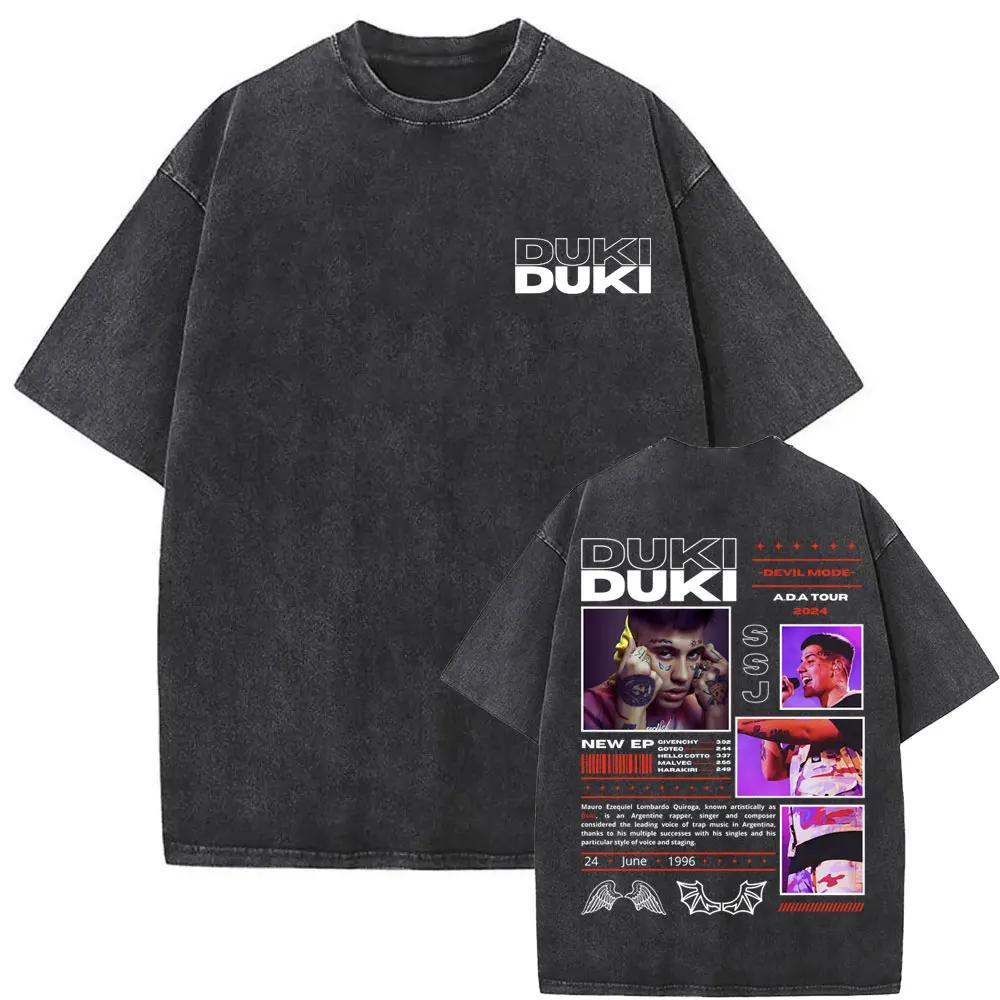 Washed Vintage Rapper Duki ADA Tour  T Shirt Mens Hip Hop Oversized Short Sleeve Tshirt Men Fashion High Quality Streetwear