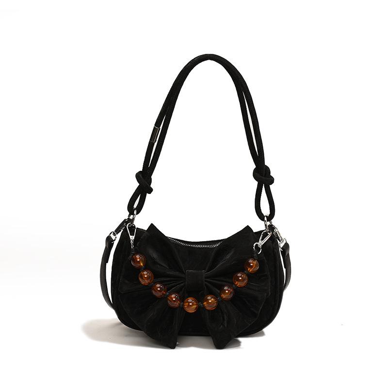 

Bow bag women s fashion new pearl chain messenger bag fashion simple texture shoulder bag