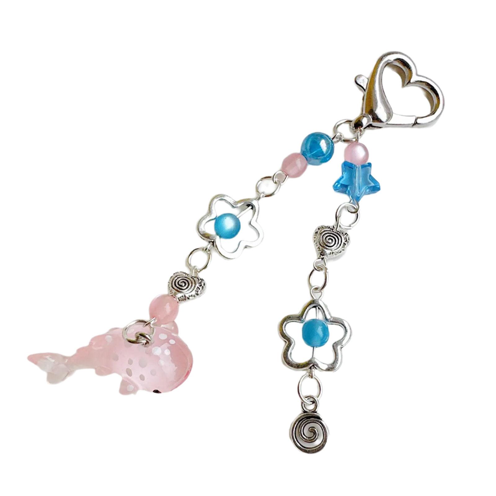 

Брелок с морским животным, подвеска в виде кита, бисерный брелок для ключей, красочный шнурок для телефона, универсальный аксессуар-подвеска для сумки для женщин розовый