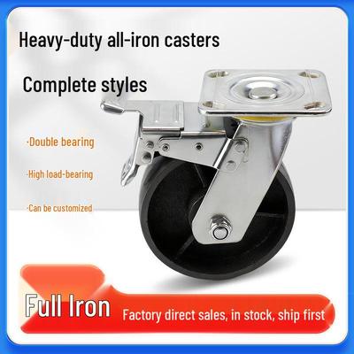 Heavy Duty Industrial Cast Iron Casters: 4, 5, 6, 8 Inch Swivel & Fixed Wheels with Brakes for Hand Trucks