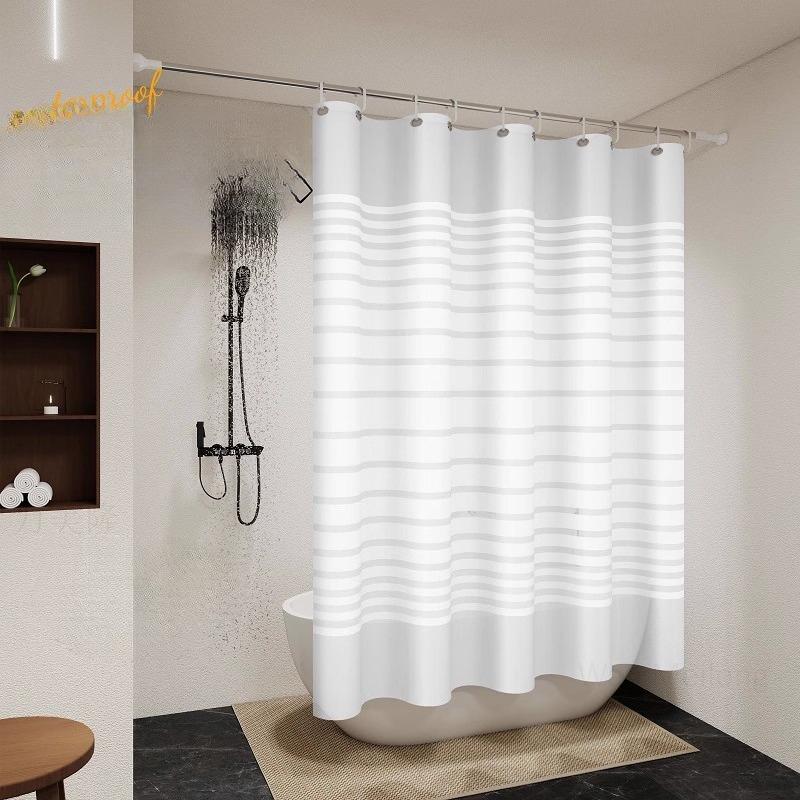 Transparent Waterproof Shower Curtain Bathroom Translucent Partition Curtain Easy Clean Wipe Mildew Proof Curtains with Hooks