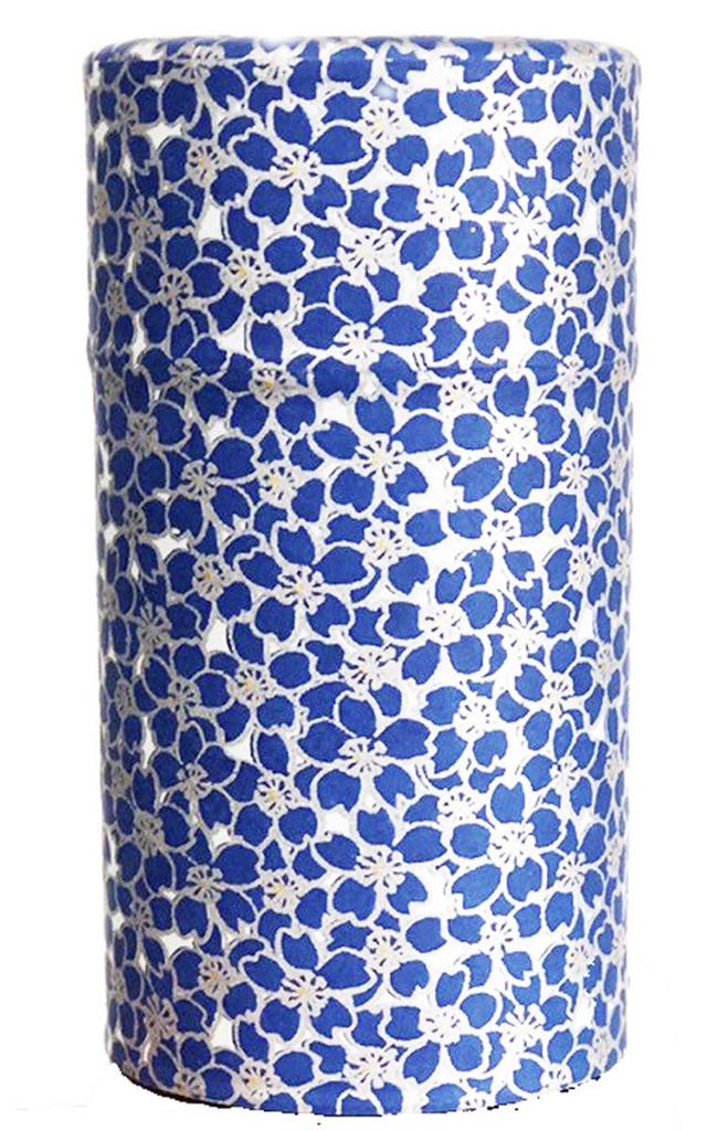 Kitusako Kyoto-made Yuzen Paper Tea Canister with Cherry Blossom Pattern [Prevents Tea Leaf Deterioration]  Tea Caddy, Tea Canister, Tea Container,