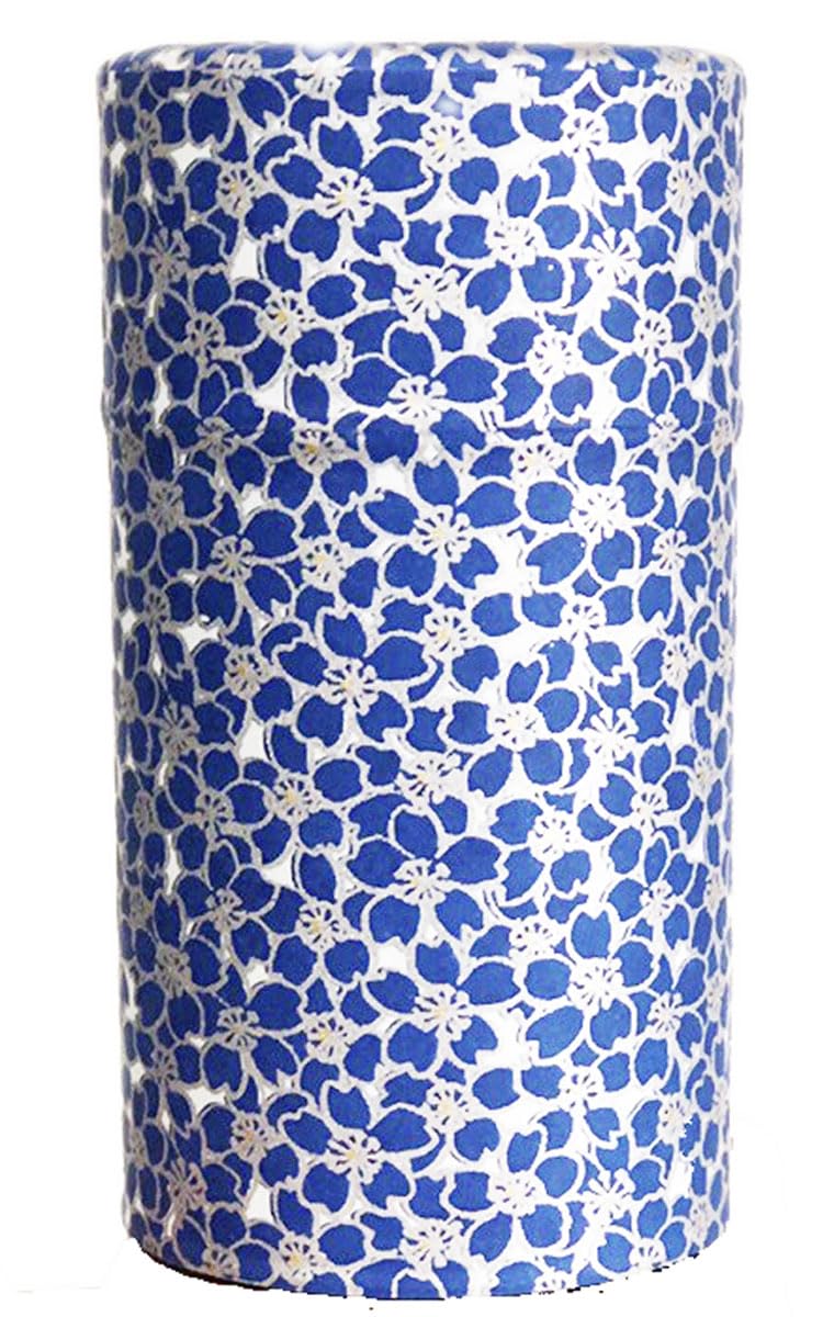 

Kitusako Kyoto-made Yuzen Paper Tea Canister with Cherry Blossom Pattern [Prevents Tea Leaf Deterioration] Tea Caddy, Tea Canister, Tea Container,