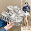Internet Celebrity Thick-bottomed Toe Slippers Women 2025 New Fashion Retro One-word Belt Buckle Casual Beach Slippers Women