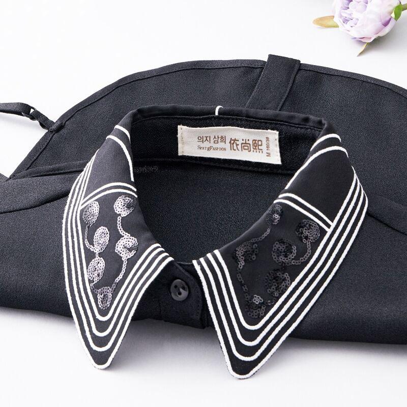 Elegant Sequined Fake Collar Shirt Women Blouse Half Shirt Beaded False Collars Woman Detachable Removable Faux Col Neckwear Tie