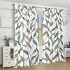 Set Of 2 Colored Imitation Glass Leaf Pattern Printed Curtains Window Decoration Home Room Curtain Polyester