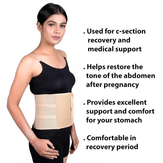 Wonder Care Abdominal Belt post pregnancy post delivery care compression belt adjustable fitness brace with hook and loop fastener (M)