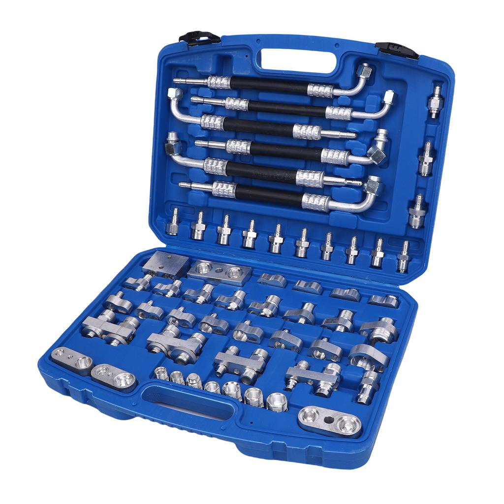 56pcs Automotive Air Conditioning Leak Test Kit Brass Air Conditioner Leak Detection Tool Repair Kit for Car Truck Auto