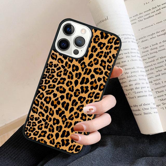 Animal Print Cheetah Black and Brown Phone Case Back Cover for iPhone 17 Air 16 15 14 13 11 12 Pro Max Plus