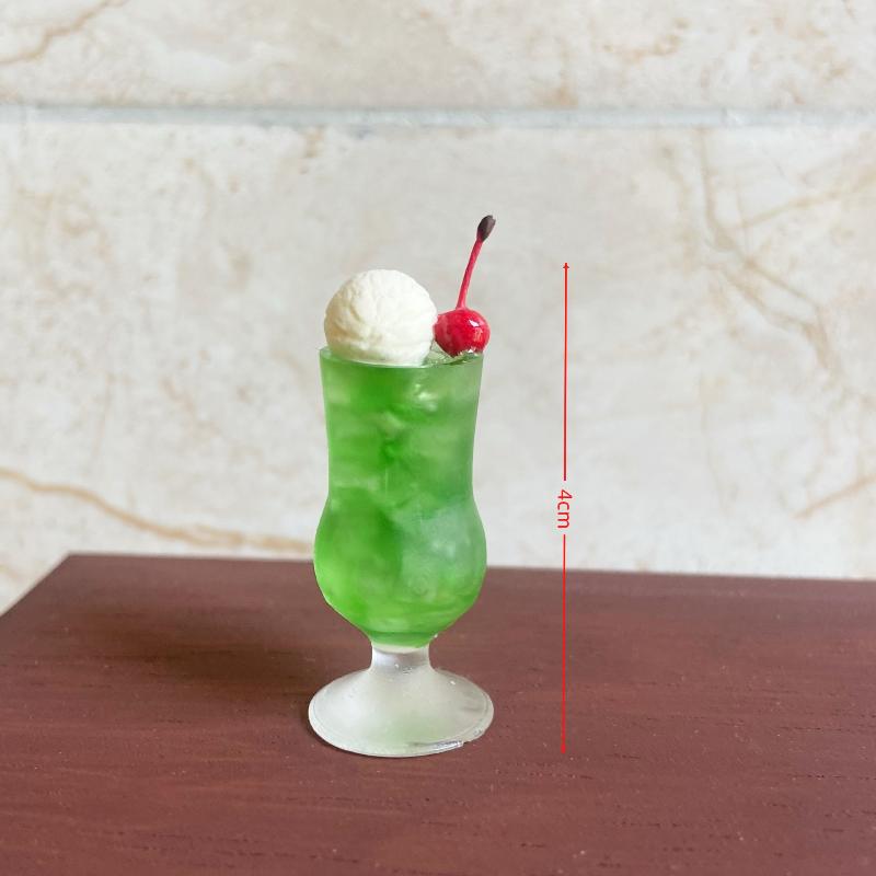 1Pcs Miniature Dollhouse Mini Tea Shop Honeydew Soda Hami Melon Ice Cream Cup Model Pretend Play Kitchen For Kids Toy Accessory