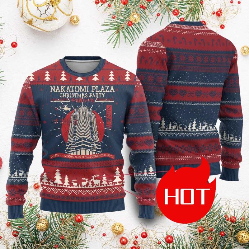 Divertente Maglione Brutto di Natale Nakatomi Plaza Festa di Natale 1988 Maglione Maglioni Stile Giapponese Moda Harajuku Unisex Streetwear