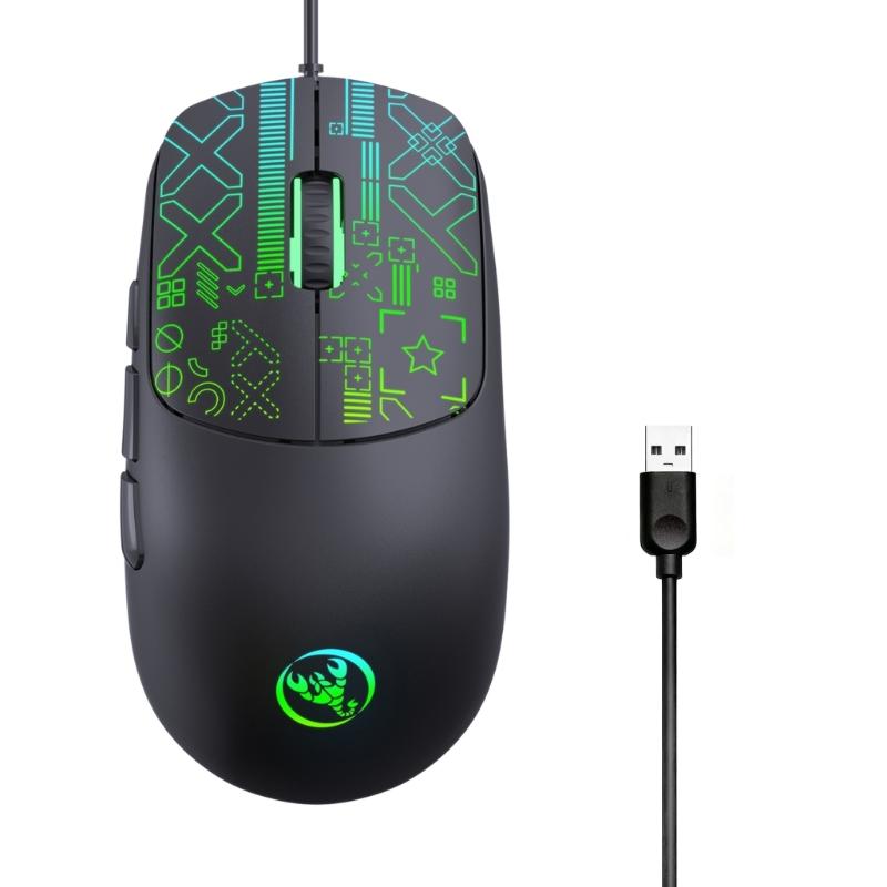 

6 Button RGBs Illuminates Corded Mouse 3600DPI Precisions Tracking For Gaming Office Use With AntiSlip Scroll Wheel чорний