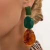 New Fashion Personality Geometric Resin Splicing Pendant Earring for Women Trendy Creative Waterdrop Shaped Piercing Ear Jewelry