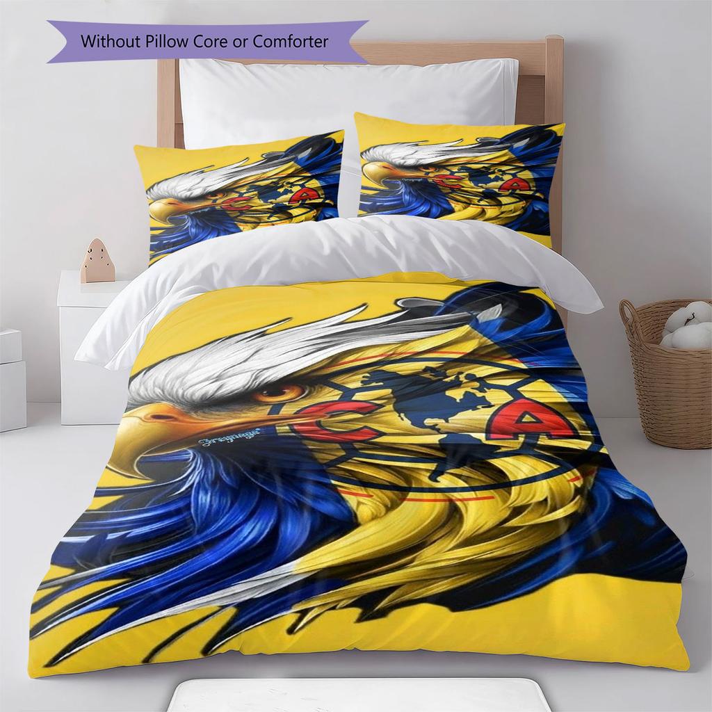 Club De Futbol América Pattern Bedding,Quilt Set Quilt Cover Pillowcase Home Birthday Gift(1 * Duvet Cover + 2 * Pillowcase, Without Core)