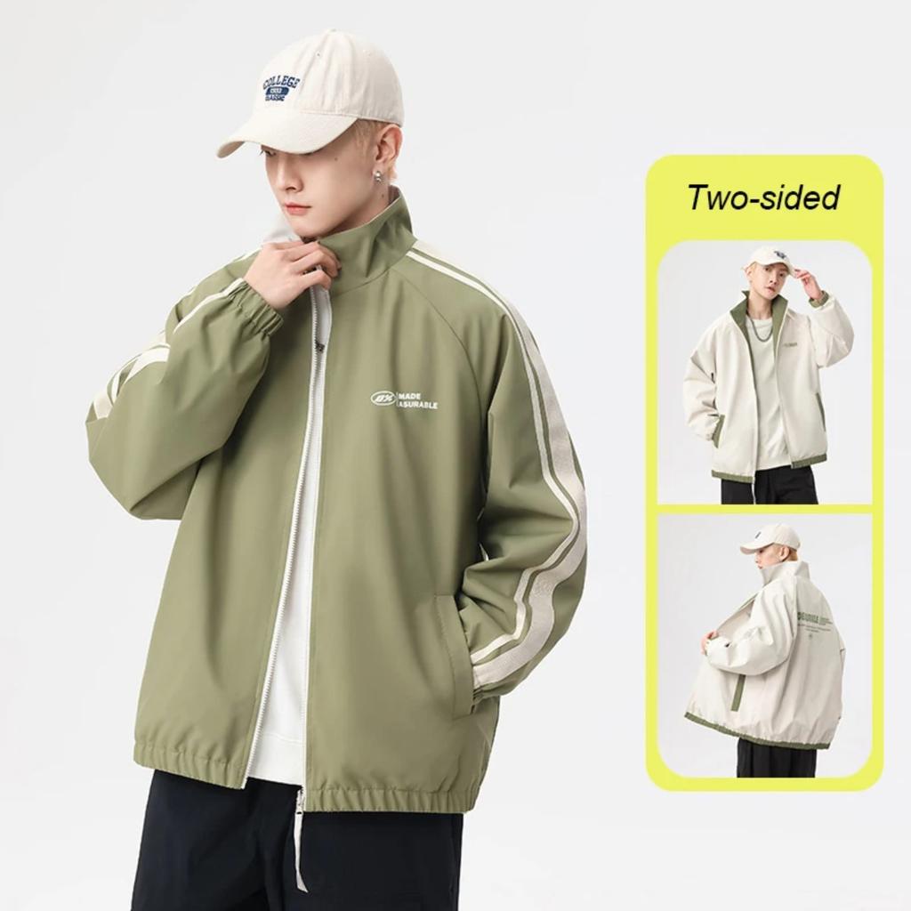 ZYLLO New Jacket Two-sided Long Sleeve Outdoor Men Coats Women Reversible Windproof Coats Splashproof Double-Sided Jackets Couple Top