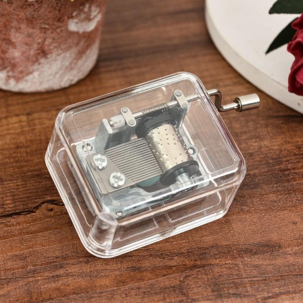 Creative Acrylic Transparent Mini Music Box Square Random Song Dancer Music Box Clockwork Spring Clockwork Music Box Gift