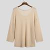 Spring Autumn Men Pullover Sweater V-Neck Long Sleeve Solid Color Knitted Tops Hollow