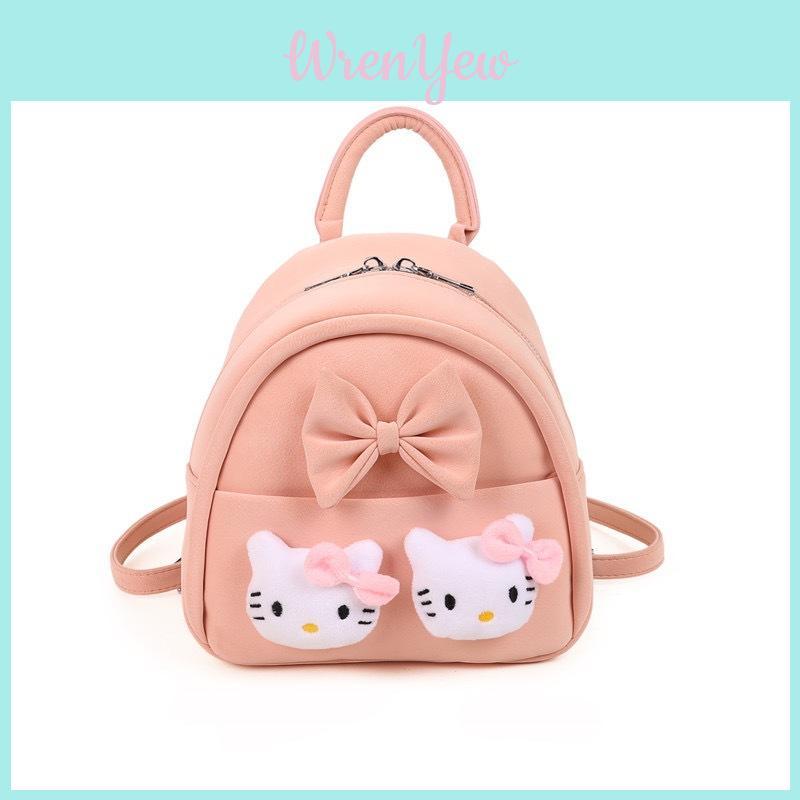 Słodka Lalka Hello Kitty i Koronkowa Dekoracja z Kokardką Mini Plecak dla Ucznia do Codziennego Użytku