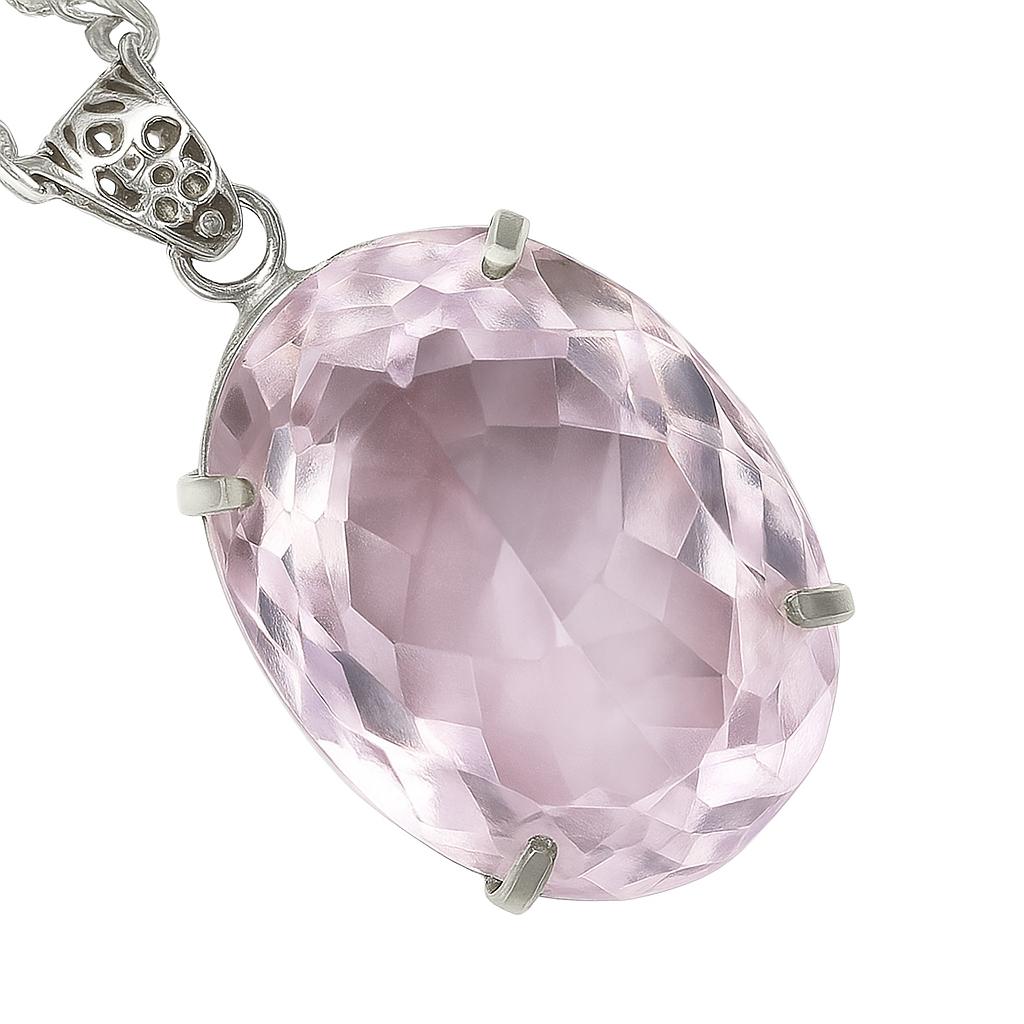 Lab Grown 95 Ct CERTIFIED Pink Sapphire 925 Sterling Silver Oval Stone Pendant AI-82-NS
