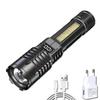 High Power LED Flashlights with Display Screen Portable Rechargeable Zoom Tactical Torch Lamp with Emergency Side Lights Lantern