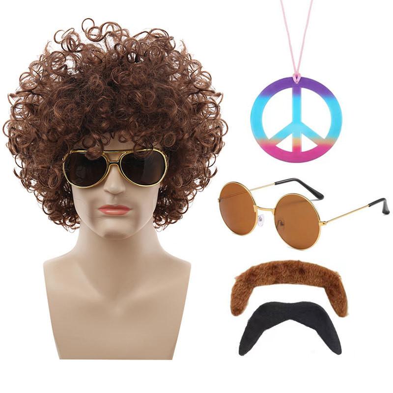 Colorful Coffee Brown Punk Wig For Halloween Parties With Accessories And Hairpieces