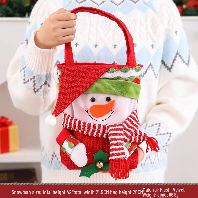 Three-Dimensional Santa Claus Burlap Backpack Candy Bag - Large Christmas Gift Decoration