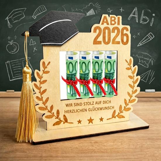 2026 Portadenaro per Laurea Supporto da Tavolo in Legno per Contanti Regali in Contanti Regali per la Classe del 2026 per Scuola Superiore Università