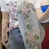Jeans in Denim Corti da Donna a Vita Alta Slim Fit con Ricami - Gamba Dritta Elasticizzata Lunghezza 9/10 Stile Vintage