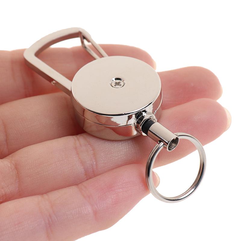 1Pc Retractable Pull Key Ring Chain Clip Carabiner Holder Recoil Extends