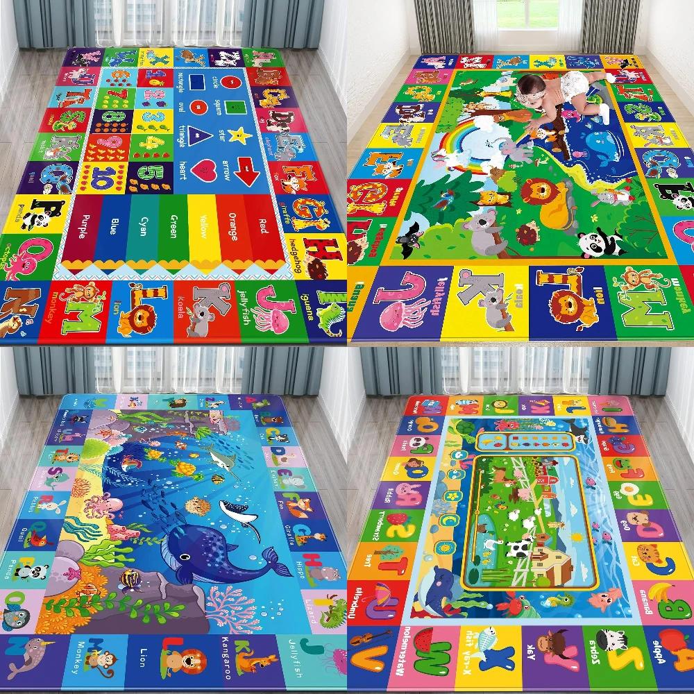 Alfombra de Juego de Animales ABC del Alfabeto Colorido para Niños Alfombra Educativa Antideslizante Alfombra para Niños Pequeños Bebé Guardería Dormitorio Sala de Estar Decoración