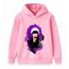 Kids Boys Girls Pullover Hoodie, Trendy Anime Character Printed Casual Hooded Sweatshirt with Purple Graphic, Comfortable Long Sleeve Top for Daily X