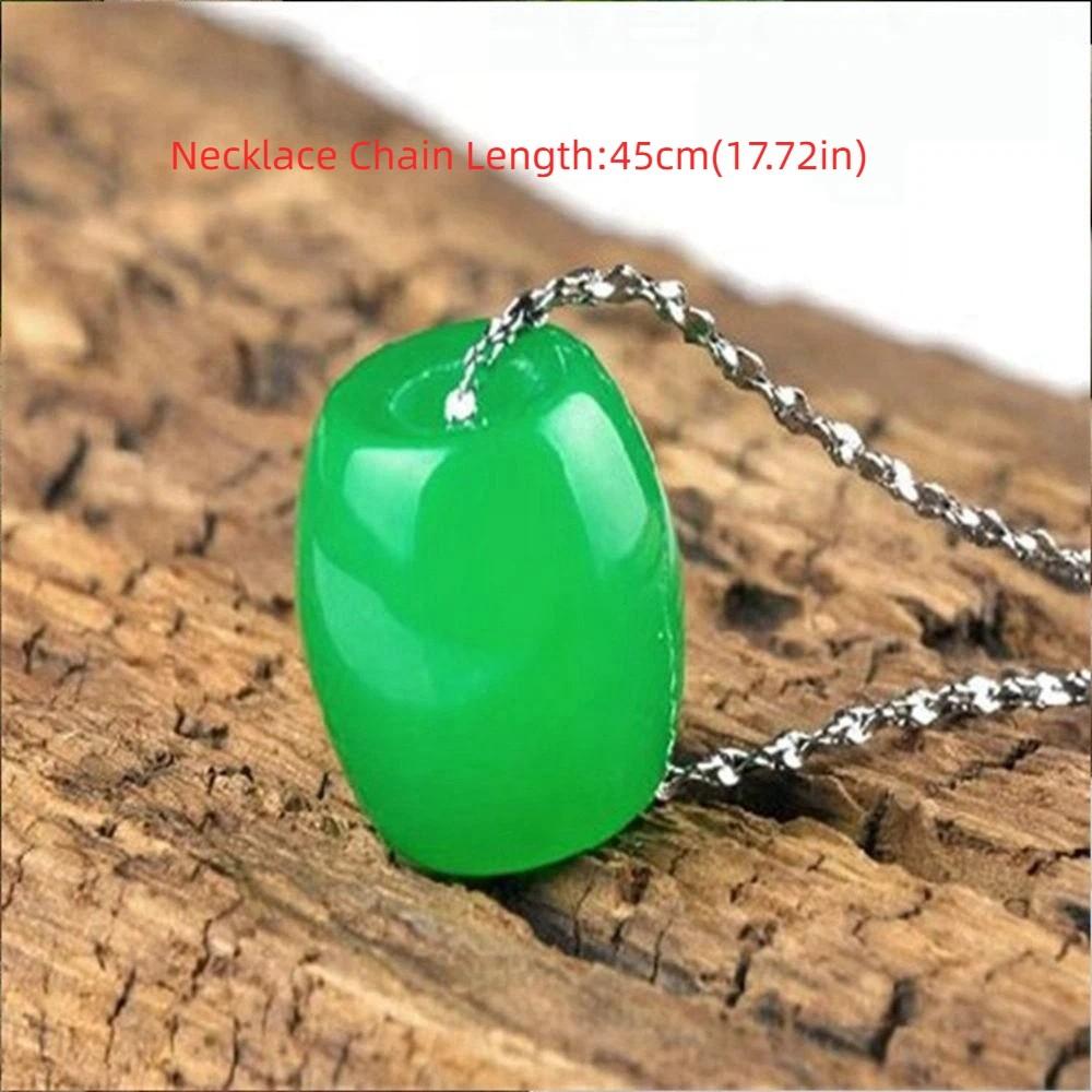 Vintage Emerald Green Men Female Necklace Korean Style Jewelry Agate Clavicle Chain  Necklace