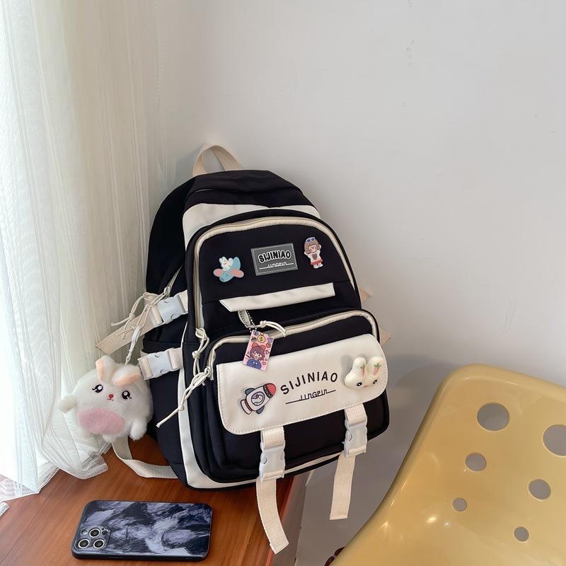 Fashion Female Harajuku Contrasting Colors Junior High School Backpack Fashion Student Backpack Student Schoolbag