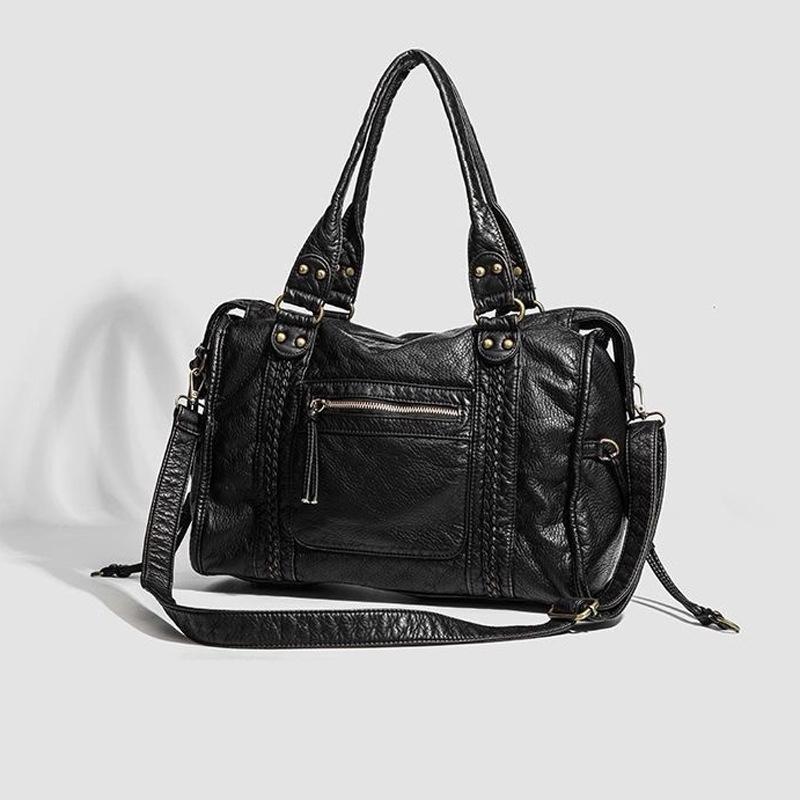 Vintage Punk Tragetasche Große Kapazität Weiches Leder Umhängetasche Unisex Schultertasche Tägliche Reise Handtasche Geschenke