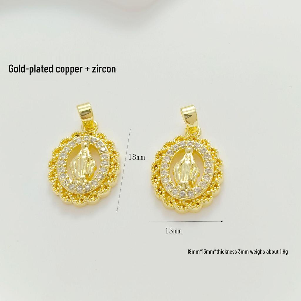 Gold-Plated Virgin Mary Pendant Necklace - Handmade Heart Design