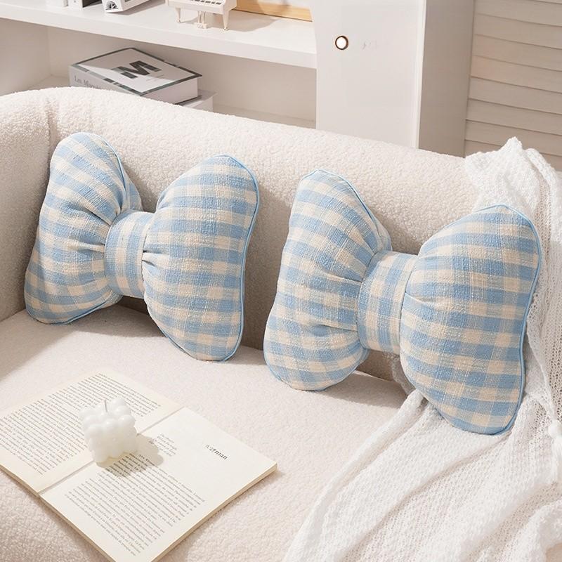 Creative Checkered Bow Cushion For Home Decor And Lounge Comfort