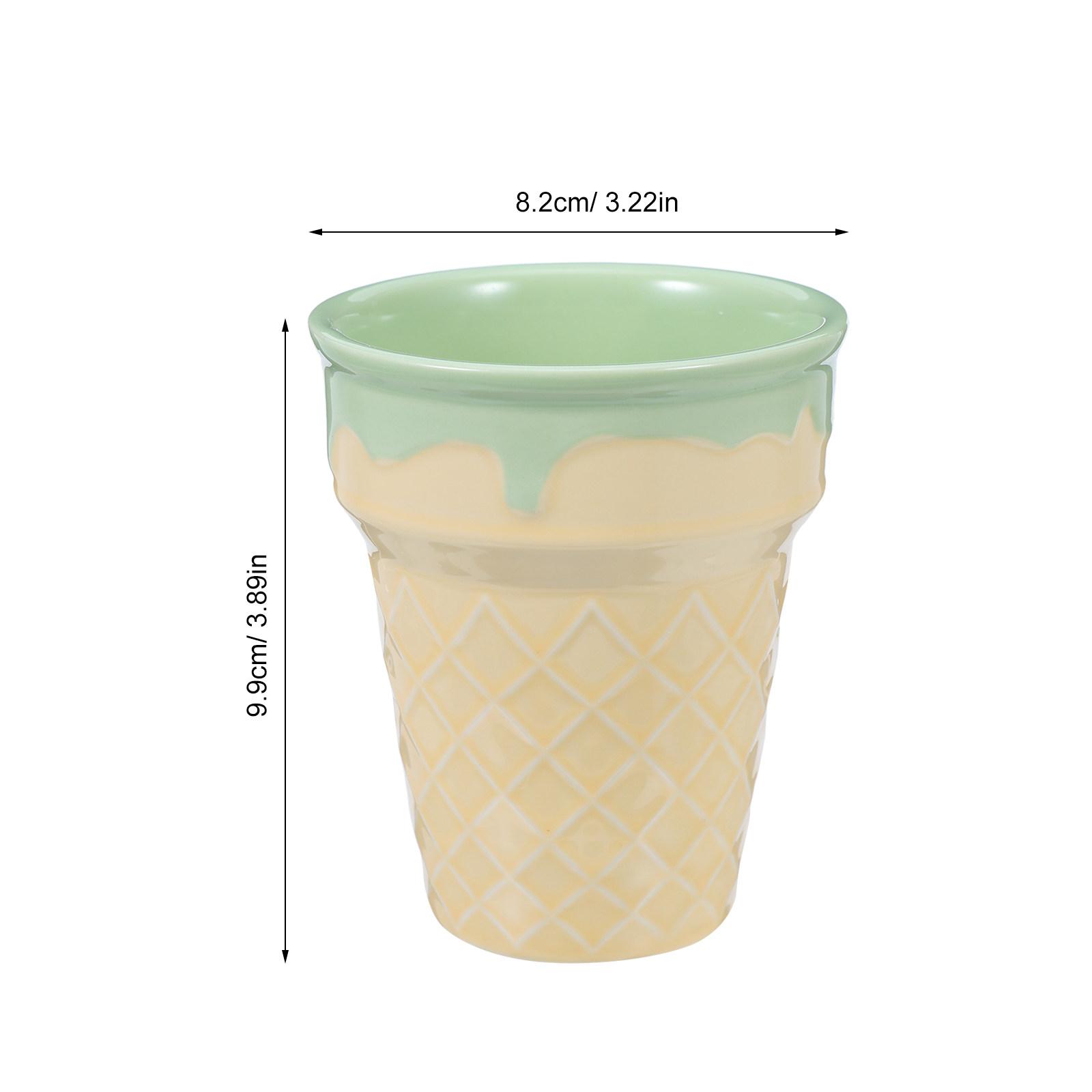 Ceramic Ice Cream Cone Shaped Mug Pink Waffle Cone Dessert Cups Reusable Kitchen Ramekins Holiday other зелёный