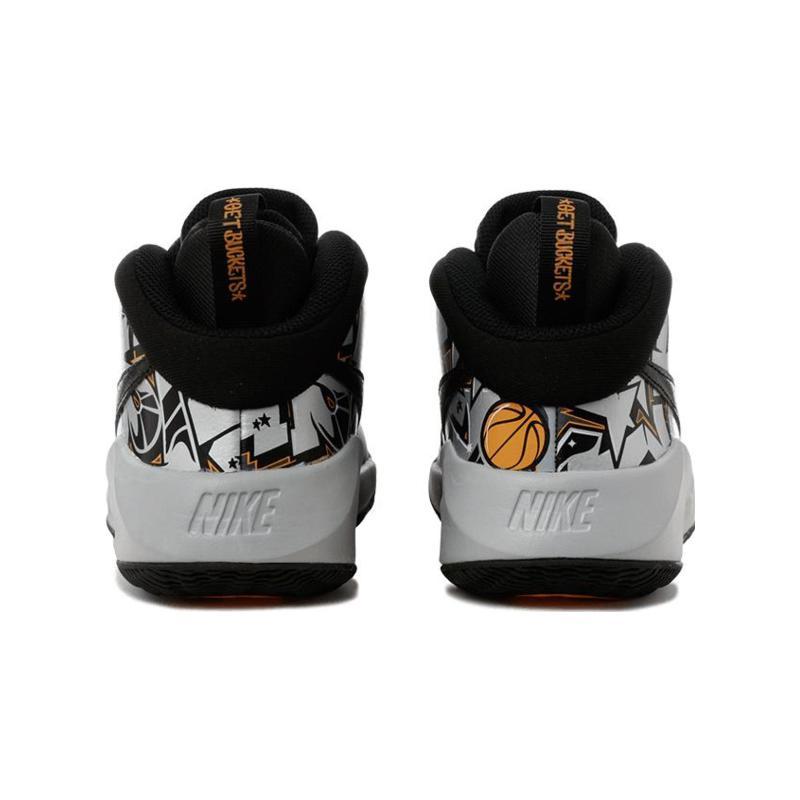 New Nike Team Hustle D 9 Slip Resistant Cushioning Abrasion Resistant Mid Top Basketball Shoes Black White Teenagers CQ3705-001