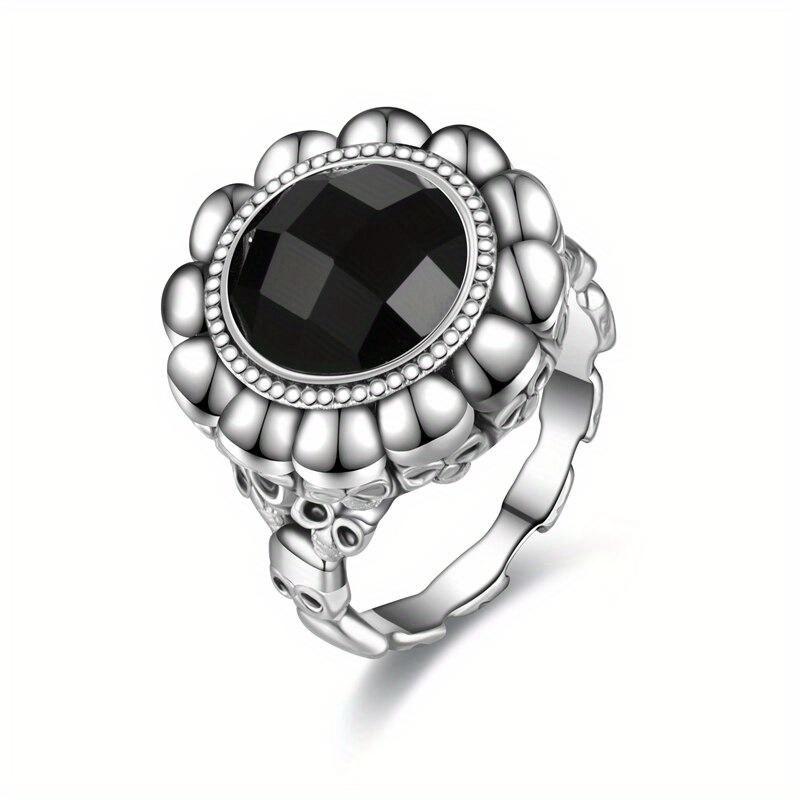 

Black Skull Finger Ring for Women Red Heart Crystal CZ Rose Gold Jewelry Gift for Girls Wedding Band Female 6