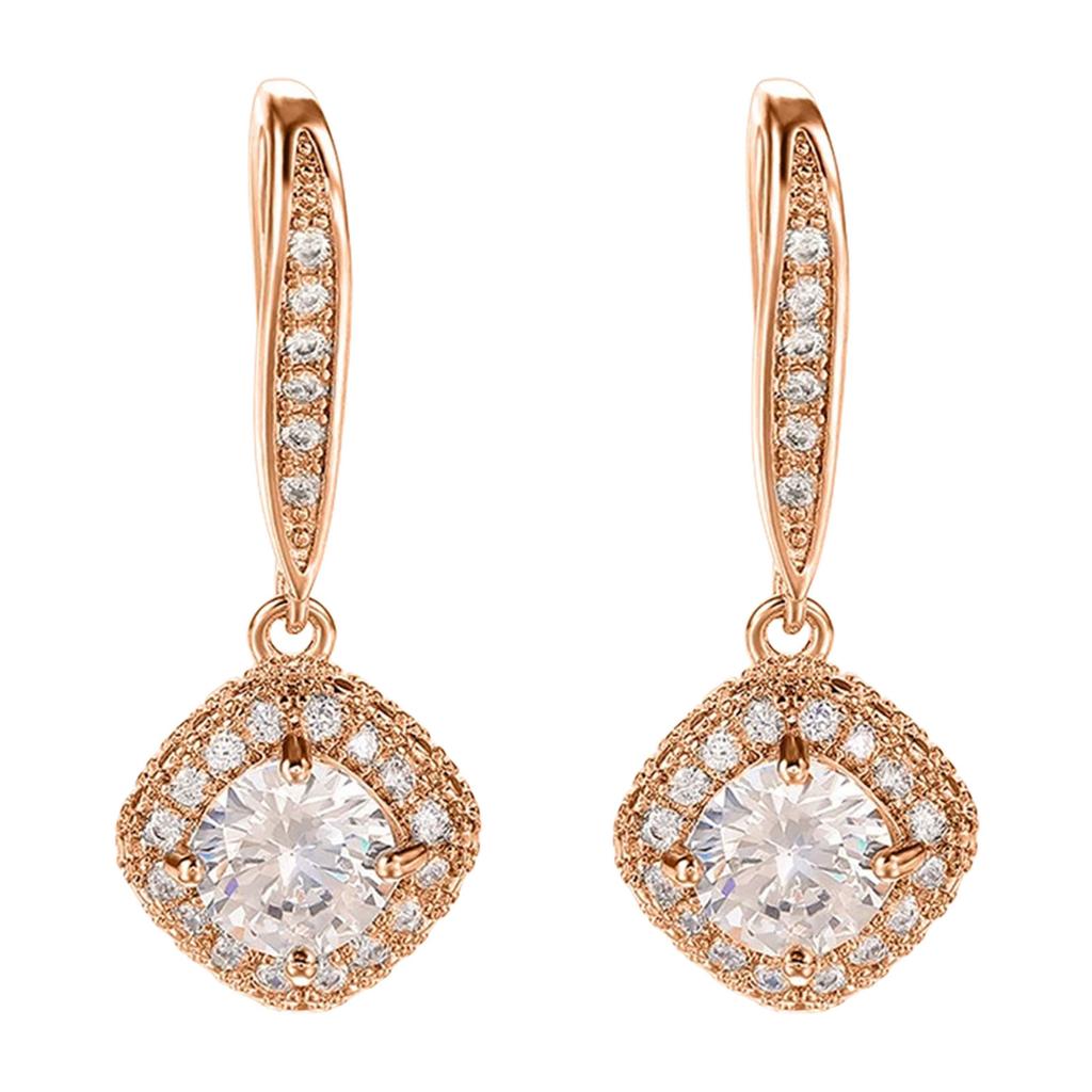 Square Zirconia Earrings Wedding Earrings Ear Jewelry Fashionable Metal Drop Earrings Perfect for Fashionable Women
