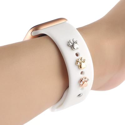 Star Diamond Decor Ring Nails For Apple Watch Band Ornament Charms Bracelet Metal Rivet Silicone Strap Accessories For Iwatch