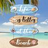 Beach Theme Wooden Beach Sign Vintage Ocean Coastal Wall Decor Surfboard Hanging Pendant  Cafe Bar