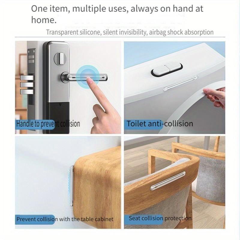 Clear Anti-Collision Door Handle Protectors, No-Scratch Silicone Anti-Slip Door Stickers, Soundproof Door Pads
