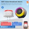 Sensor de Alarme Sonoro e Luminoso WiFi Tuya Plugue UE EUA UK Controle pelo App Smart Life Porta Janela