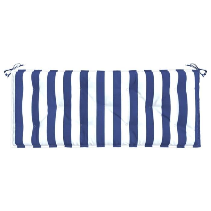 VidaXL Coussin de banc de jardin rayures bleues et blanches 120x50x7cm 361595