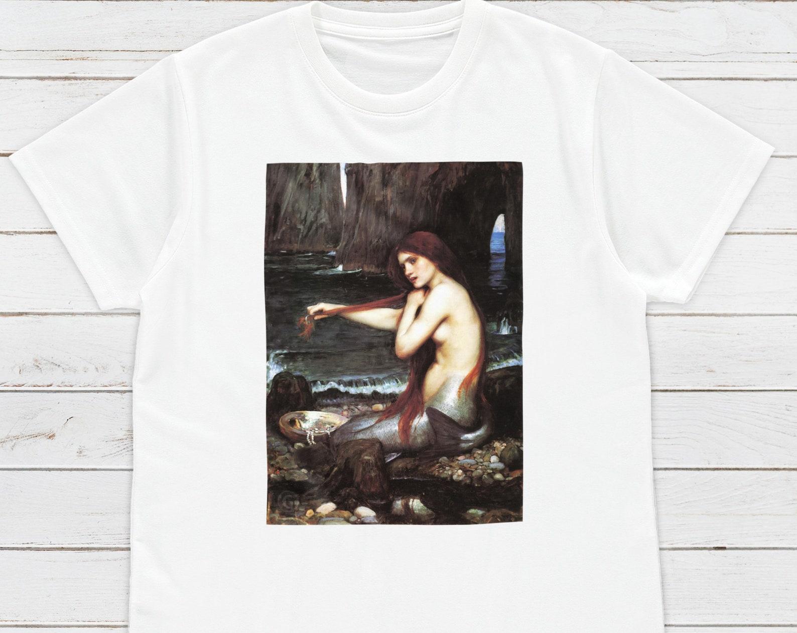 Mermaid Art T-Shirt, Waterhouse Pre-Raphaelite Graphic Tee L